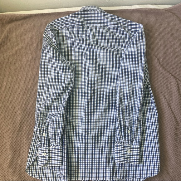 Isaia Blue Checkered Men's Shirt size 16/41 - Picture 10 of 11
